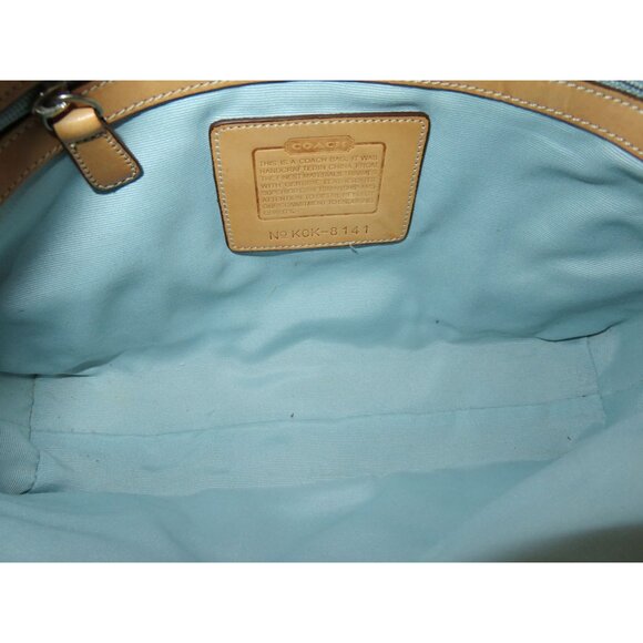 Coach Y2K Vintage Indigo Blue Denim & Tan Vachetta leather Demi Baguette Handbag - Picture 6 of 13